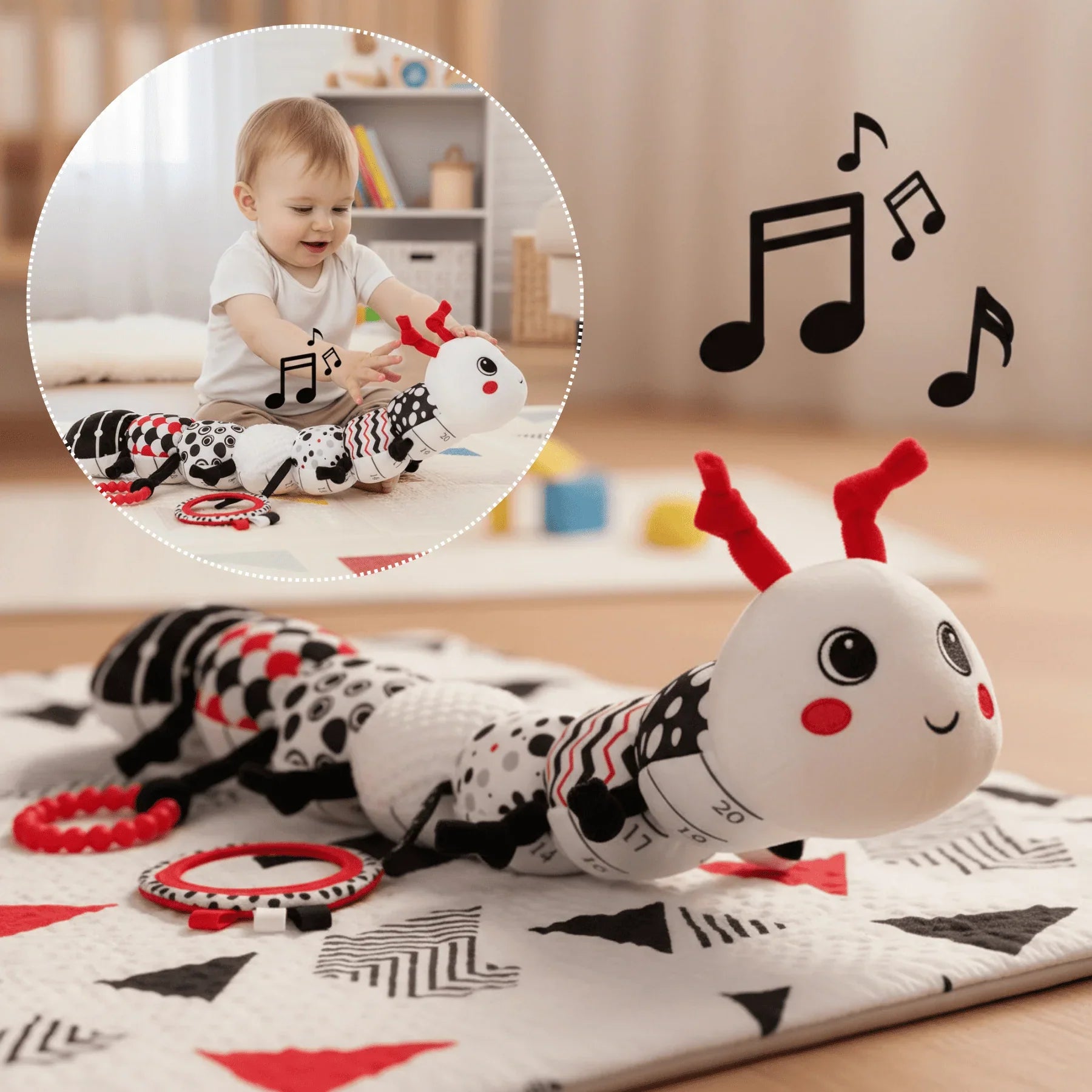 High Contrast Sensory Tummy Time Caterpillar