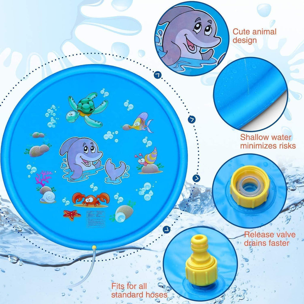 KiddieWink™  Inflatable Splash Sprinkler Mat (100cm) For Kids