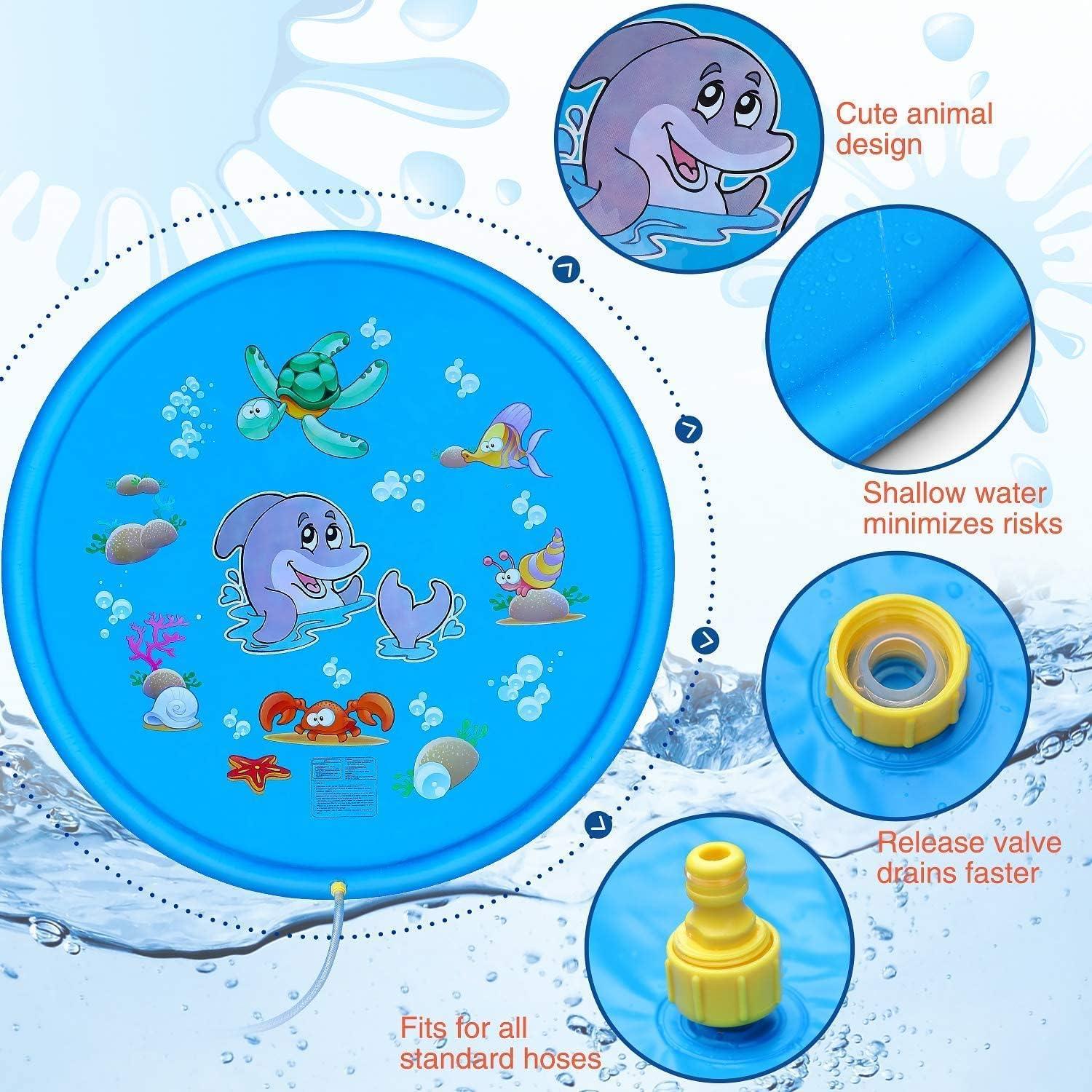 KiddieWink™  Inflatable Splash Sprinkler Mat (100cm) For Kids