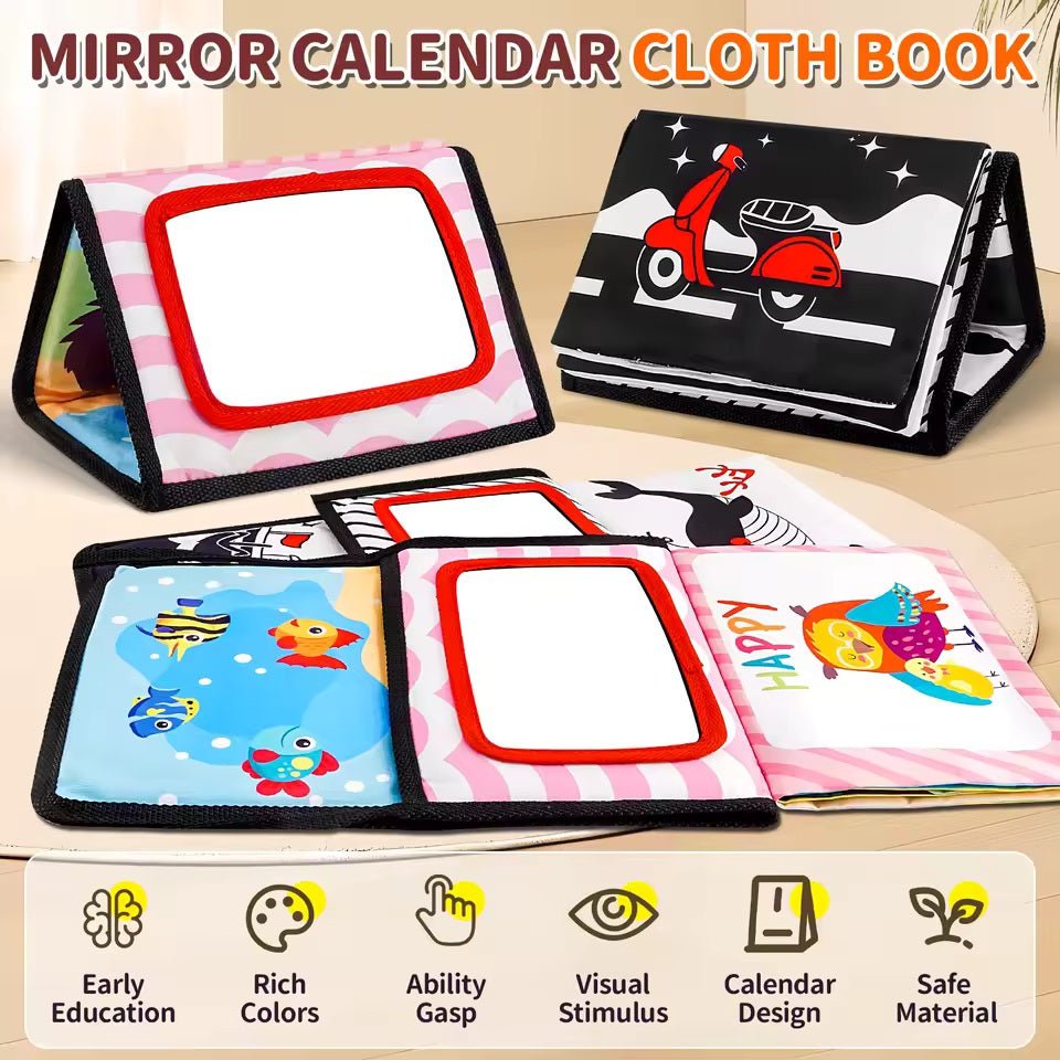 Tummy Time Mirror Sensory Cloth Book For Toddler