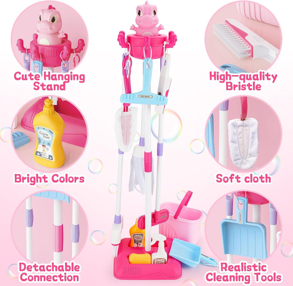 12 Pieces Dino Cleaning Set For Girls