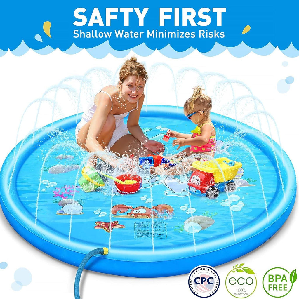 KiddieWink™  Inflatable Splash Sprinkler Mat (100cm) For Kids