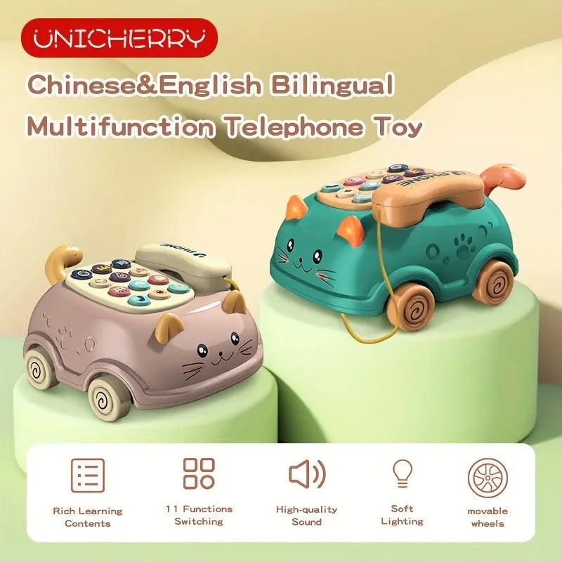 360° Rotating Gear Airplane & Music Telephone Car For Kids
