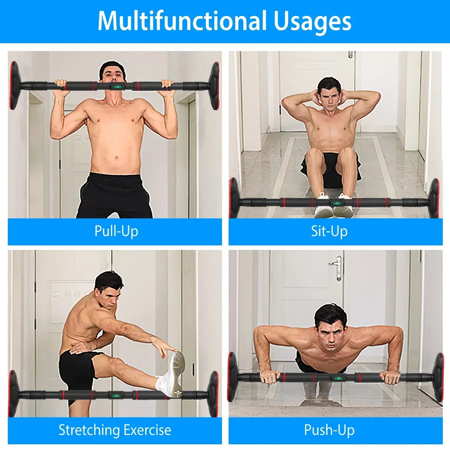 Adjustable Indoor Pull-Up Bar With Gymnastics Rings Set
