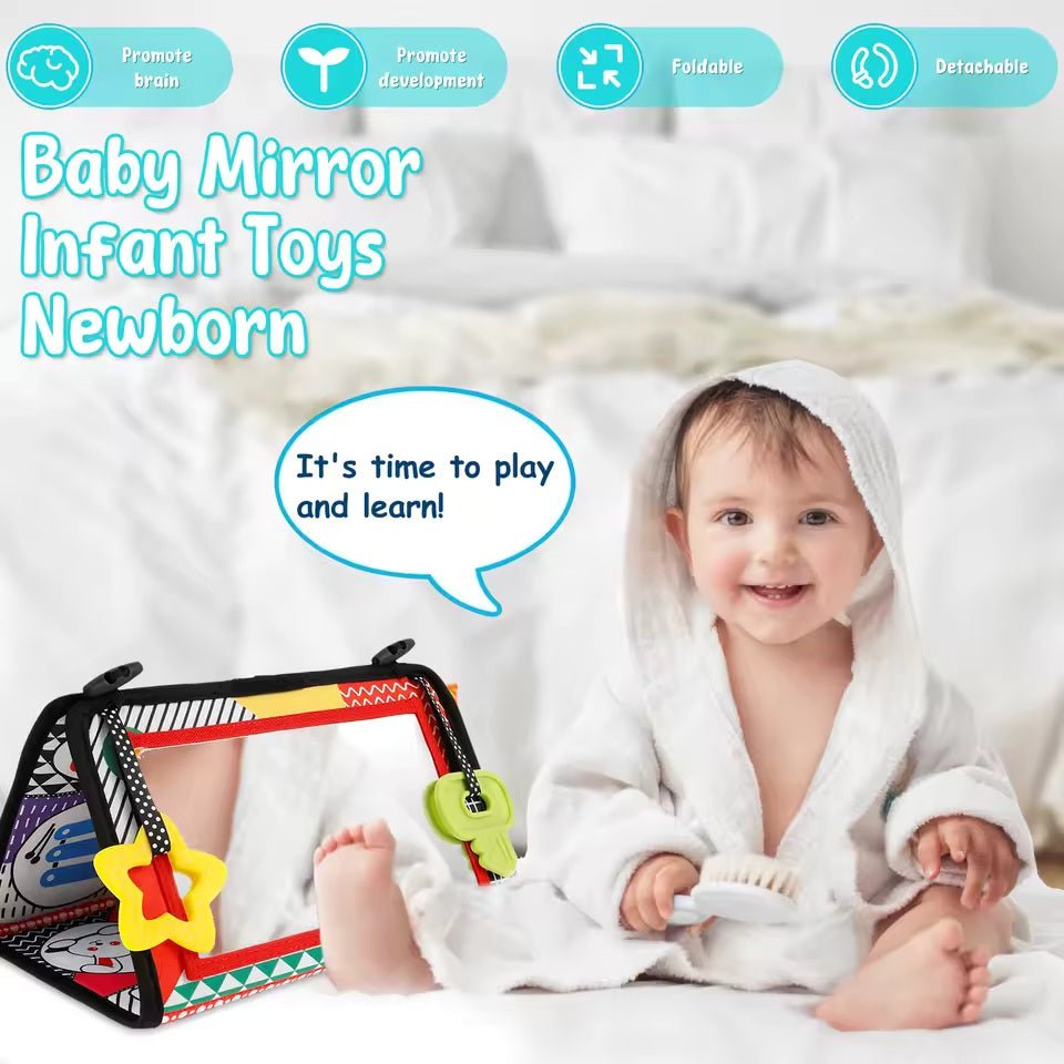 Tummy Time Mirror Sensory Cloth Book For Toddler