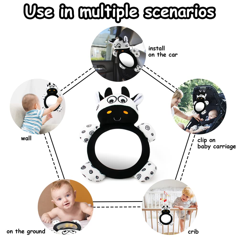 Soft Cow Tummy Mirror Sensory Toy