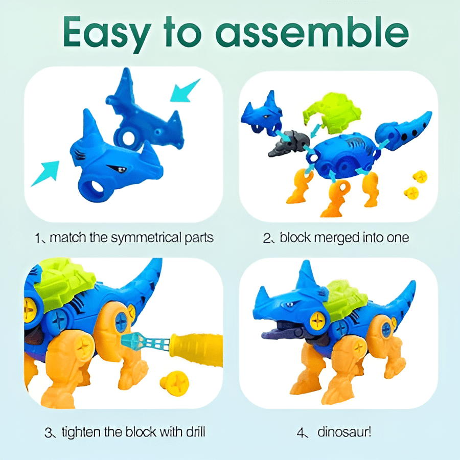 DIY Building Colorfull Dinosaur Toy For Kids