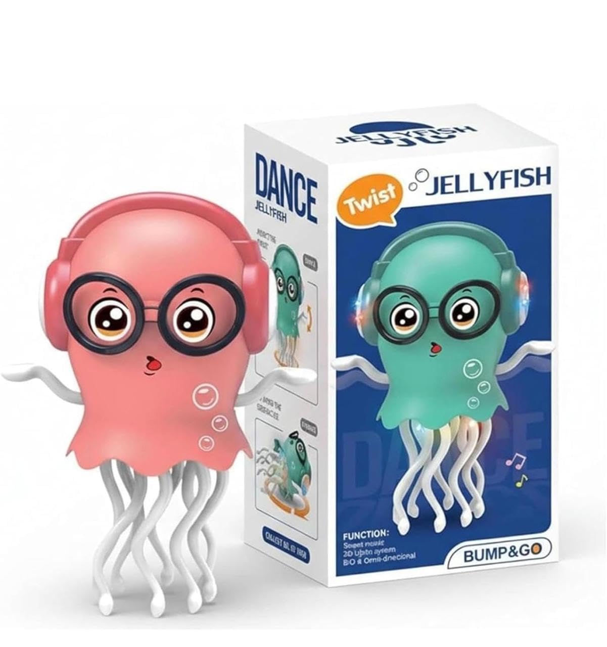 Dancing Jellyfish Toy with Light-Up Musical Features, 360° Rotating Tentacles, Bump and Go, Interactive Kids Toy, Random Colour