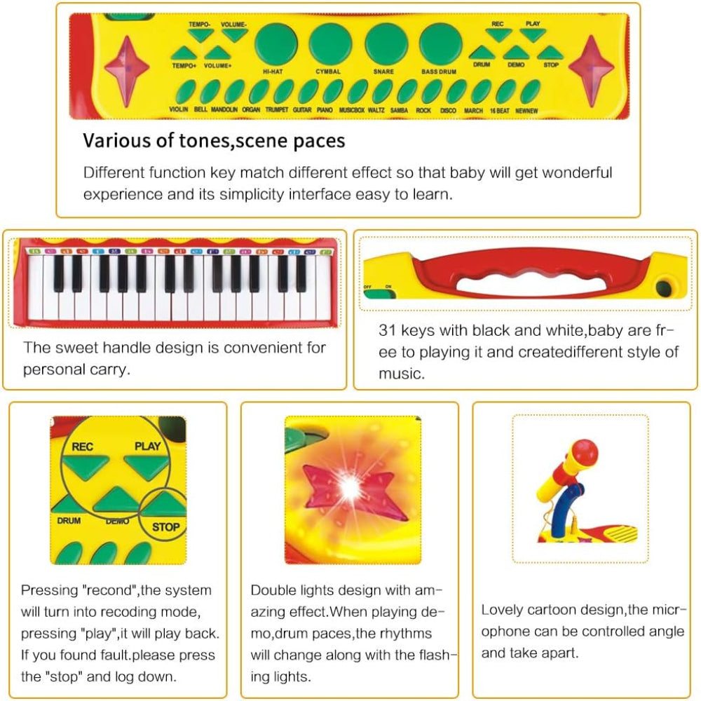 Musical Keyboard Piano Set Mic & Stool (31-Key)