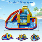 BOUNTECH Inflatable Water Slide, 6-in-1 Kids Water Park Jump Castle with 2 Splash Pools, Boxing, Water Slides Inflatables for Kids, Blow up Backyard Party Outdoor Water Slide Bounce House with Blower