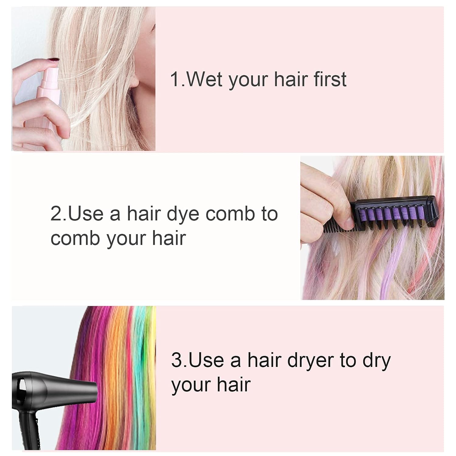 Girls DIY Hair Chalk Comb Pack Of 5