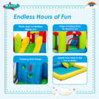 Costzon Inflatable Bounce House, Kids Water Slide with Climbing Wall, Jumping Area, Plash Pool, Including Oxford Carry Bag, Repairing Kit, Stakes, Hose (Without Blower)