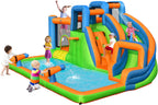 BOUNTECH Inflatable Water Slide, 6-in-1 Kids Water Park Jump Castle with 2 Splash Pools, Boxing, Water Slides Inflatables for Kids, Blow up Backyard Party Outdoor Water Slide Bounce House with Blower