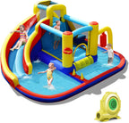 BOUNTECH Inflatable Water Slide, 6-in-1 Kids Water Park Jump Castle with 2 Splash Pools, Boxing, Water Slides Inflatables for Kids, Blow up Backyard Party Outdoor Water Slide Bounce House with Blower