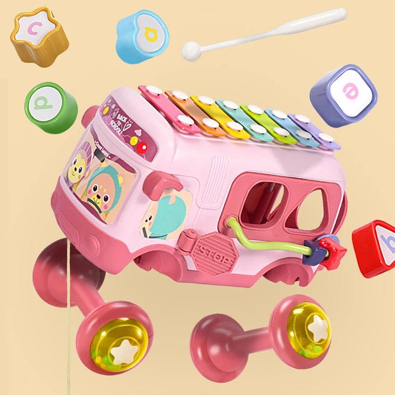 Montessori Cute Bear Baby Musical Bus Toy