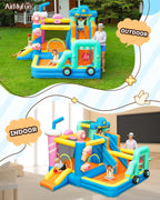 AirMyFun Inflatable Bounce House for Big Kids 8-12, Bouncy Castle for Kids 3-6 Toddler Bouncy House with Double Slide Ice Cream Theme