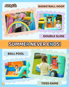 AirMyFun Inflatable Bounce House for Big Kids 8-12, Bouncy Castle for Kids 3-6 Toddler Bouncy House with Double Slide Ice Cream Theme