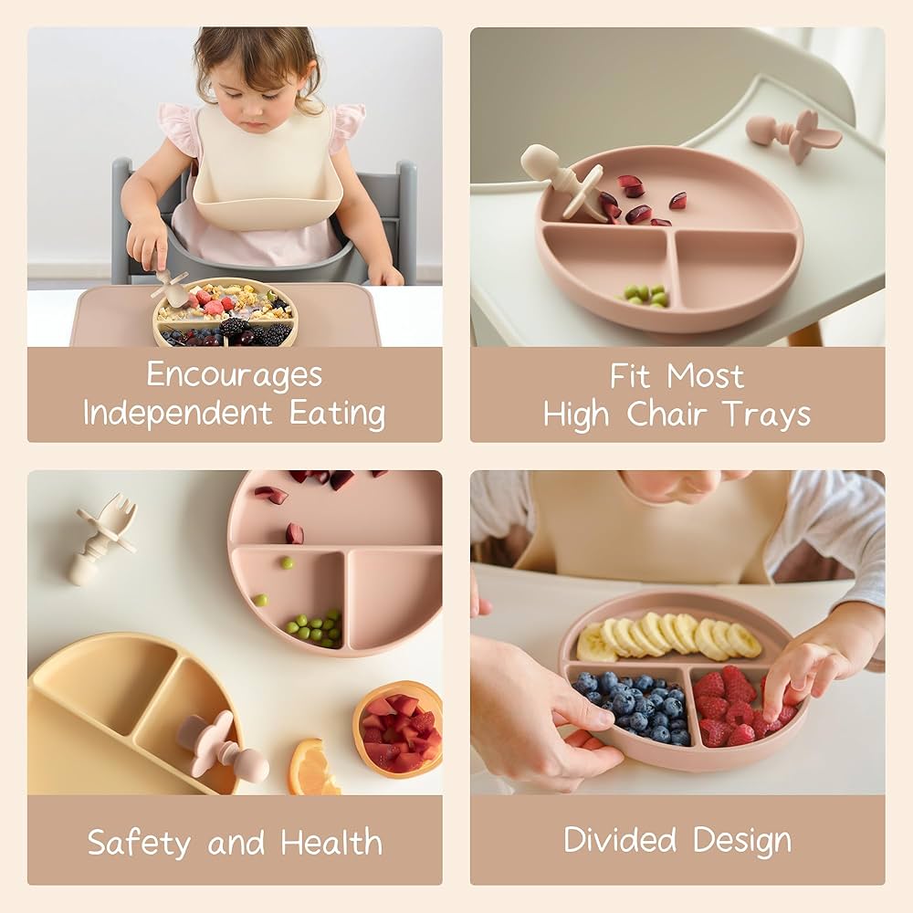 Silicone Suction Plate with Matching Utensils