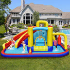 BOUNTECH Inflatable Water Slide, 6-in-1 Kids Water Park Jump Castle with 2 Splash Pools, Boxing, Water Slides Inflatables for Kids, Blow up Backyard Party Outdoor Water Slide Bounce House with Blower