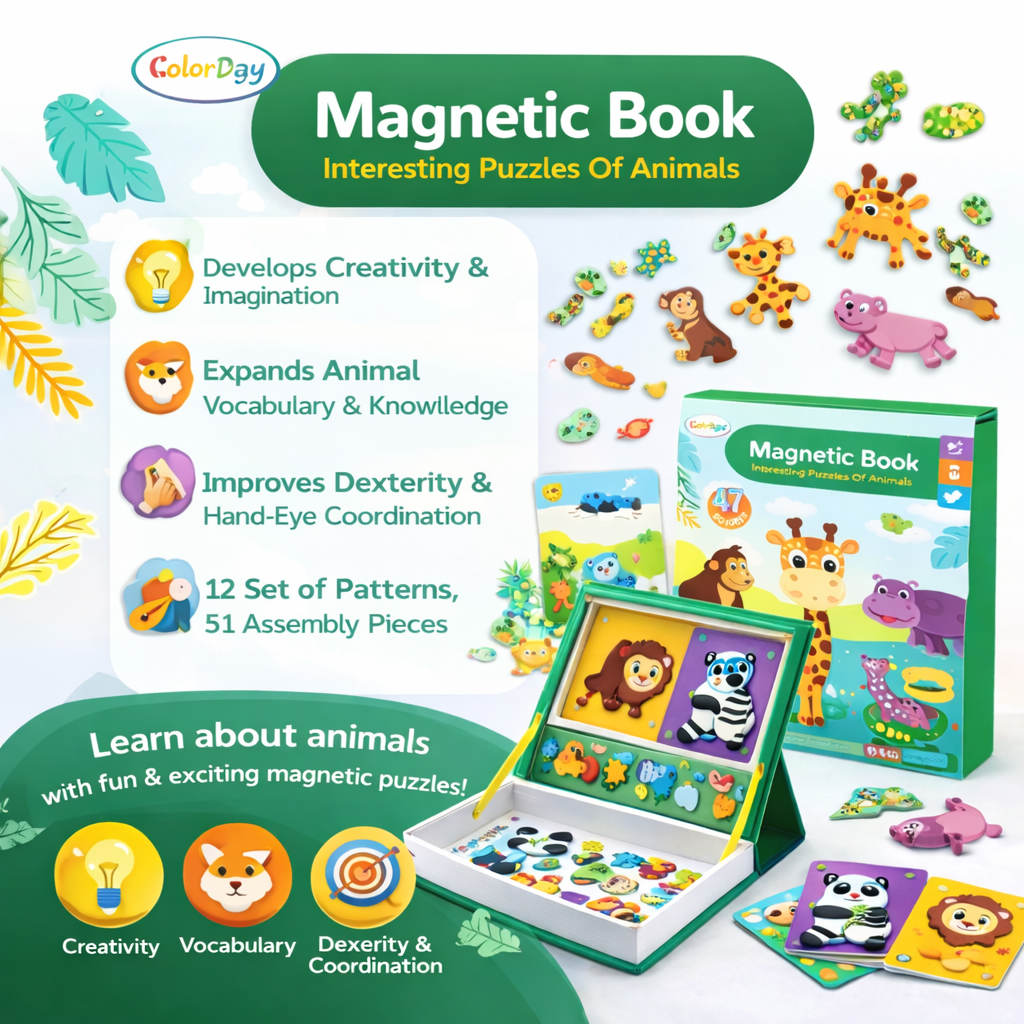 Magnetic Puzzle Book Safari Animals