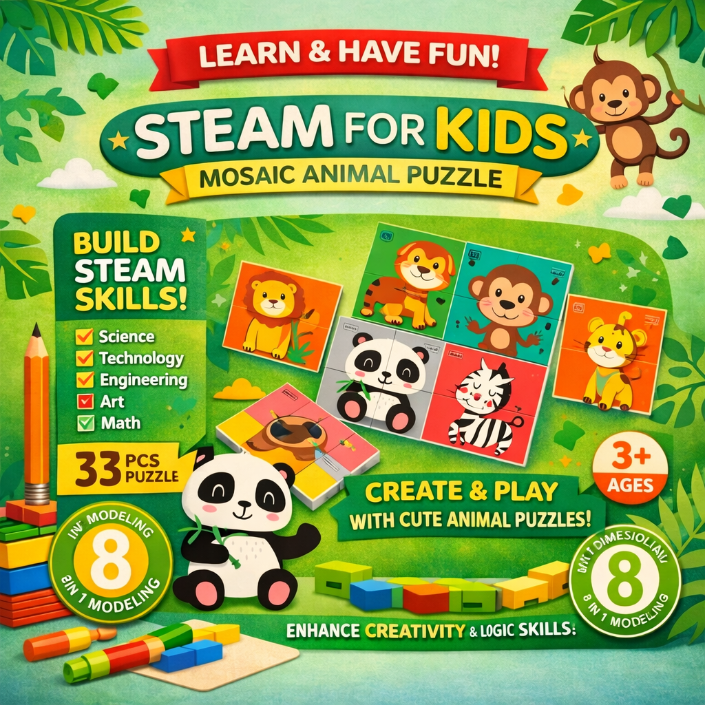 Steam Mosaic Activity Puzzles For Kids