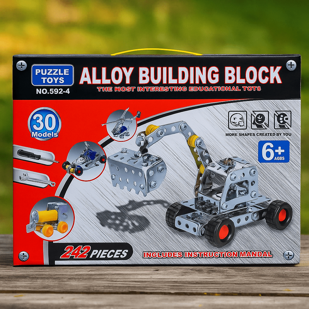 Alloy Construction Truck Building Blocks Playset (242 Pcs)